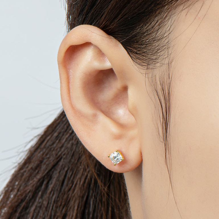 Cushion Cut Moissanite Diamond Classic Stud Earrings