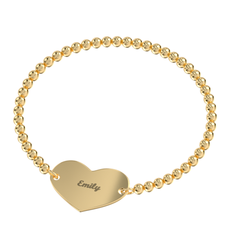 Stretch Bead Heart Name Bracelet