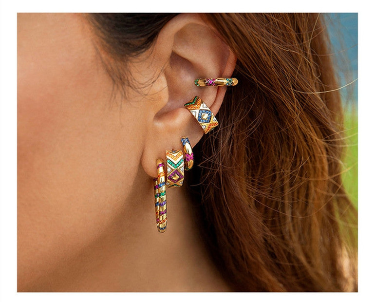 Single Fashion Sterling Silver Colorful Ear Bone Clips
