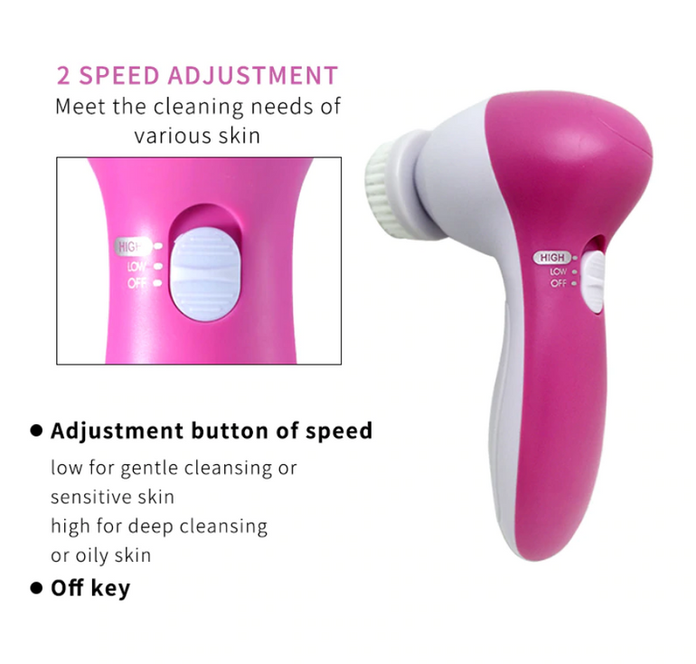 5 in 1 Electric Facial Cleanser Wash Face Cleaning Machine Skin Pore Cleaner Body Cleansing Massage Beauty Massager Clean Tools