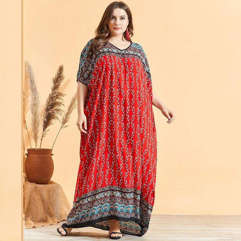 Fashion Retro Printing Bohemian Beach Dress