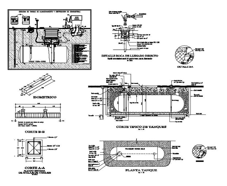 Fual tank insttalations design and detail guide in autocad dwg files