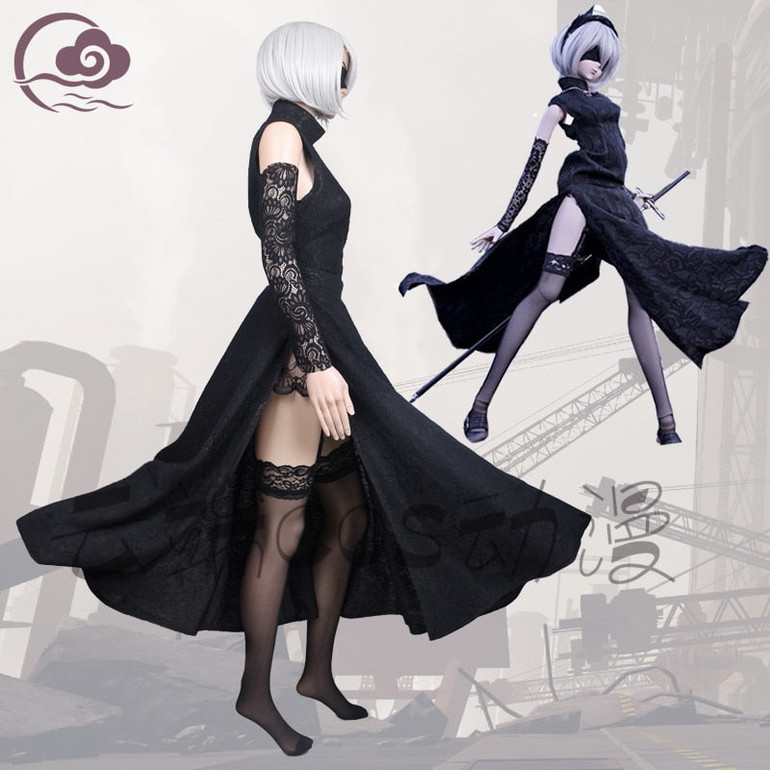 Black Dress Lace Sexy Cosplay