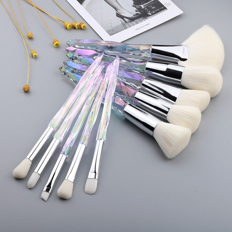 FLD 10Pcs Crystal Makeup Brushes Set Powder Foundation Fan Brush Eye Shadow Eyebrow Professional Blush Makeup Brush Tools FLD 10Pcs Crystal Makeup Brushes Set Powder Foundation Fan Brush Eye Shadow Eyebrow Professional Blush Makeup Brush Tools
