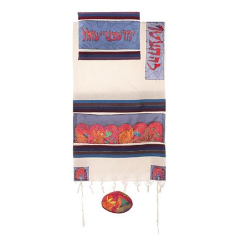 Woven Cotton & Silk Tallit 21"X 77- 12 Tribes
