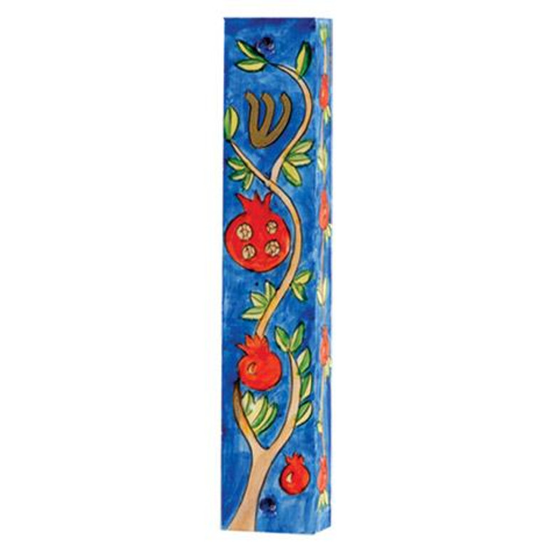 Large Wooden Mezuzah - Pomegranate Tree