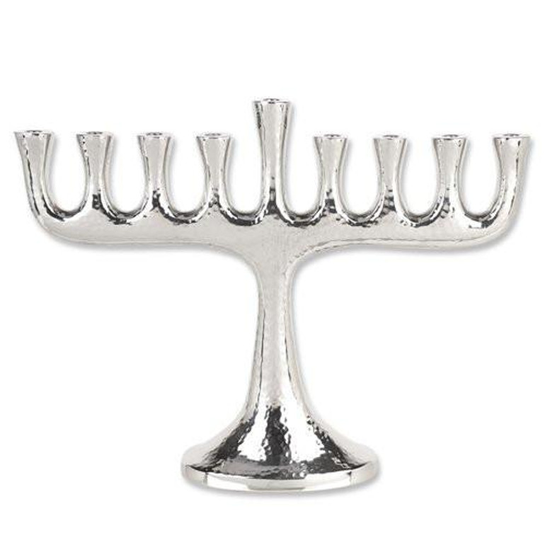 Highly Polished Nickel Plated Hammered Menorah