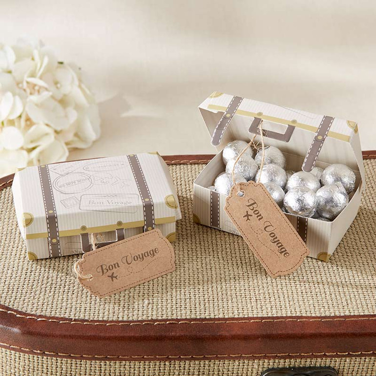 "Bon Voyage" Vintage Suitcase Favor Box (Set of 24)