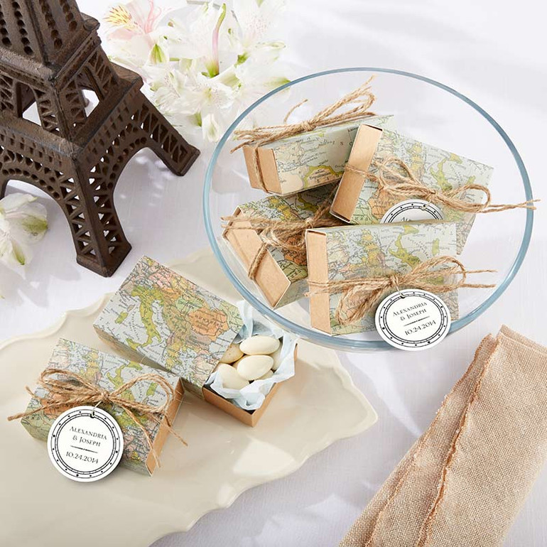 "Around the World" Map Favor Box (Set of 24)