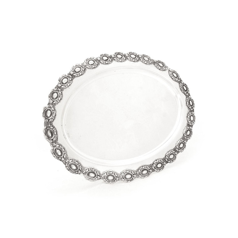 Elliptic plate with circular design