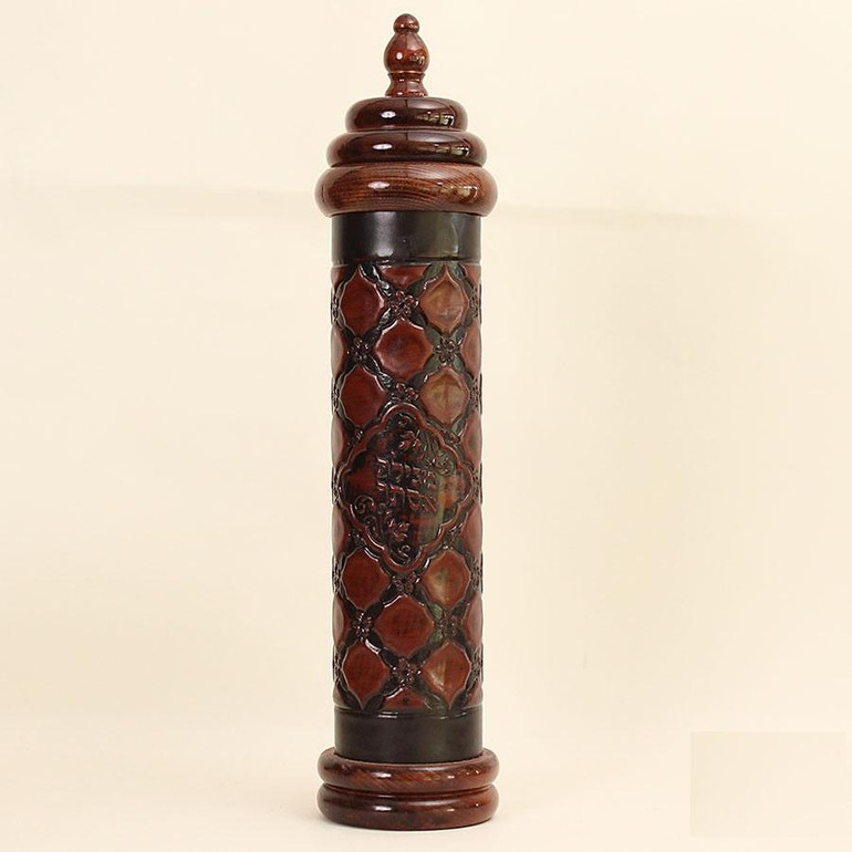 Megilah Scroll Wood and Leather Case Holder Megilah Scroll Wood and Leather Case Holder