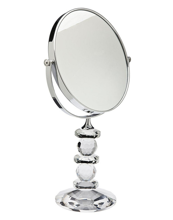 Faceted Crystal Mirror On Stnd