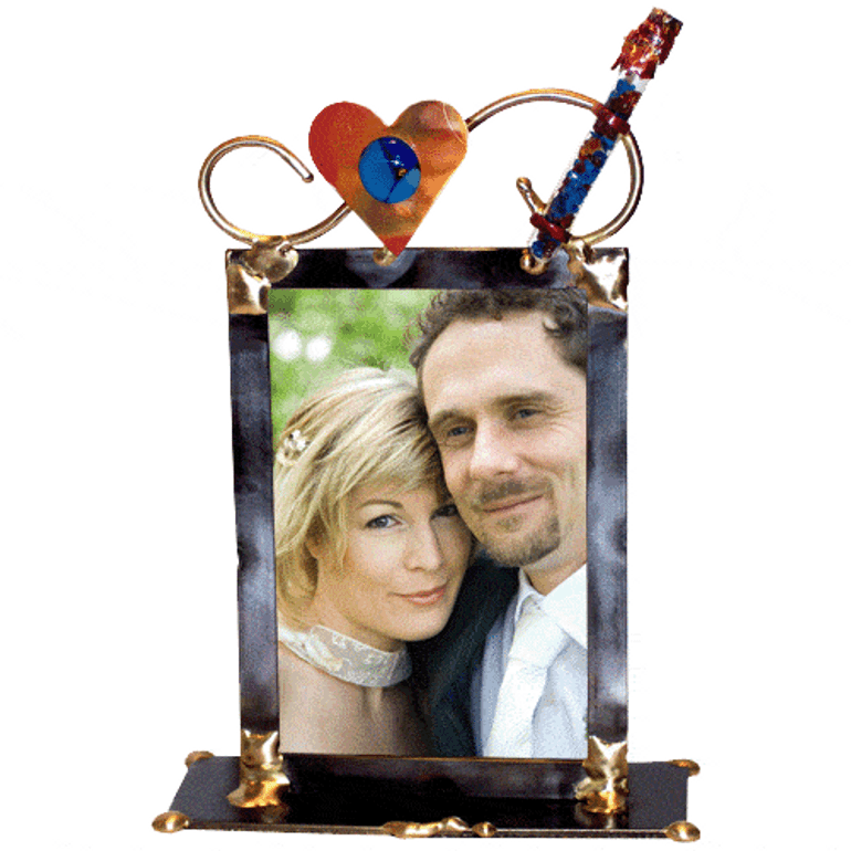 Full Heart Wedding Glass Keepsake Photo Frame By Gary Rosenthal, Keepsakes In Black Size: 2 L X 6 W X 9 H