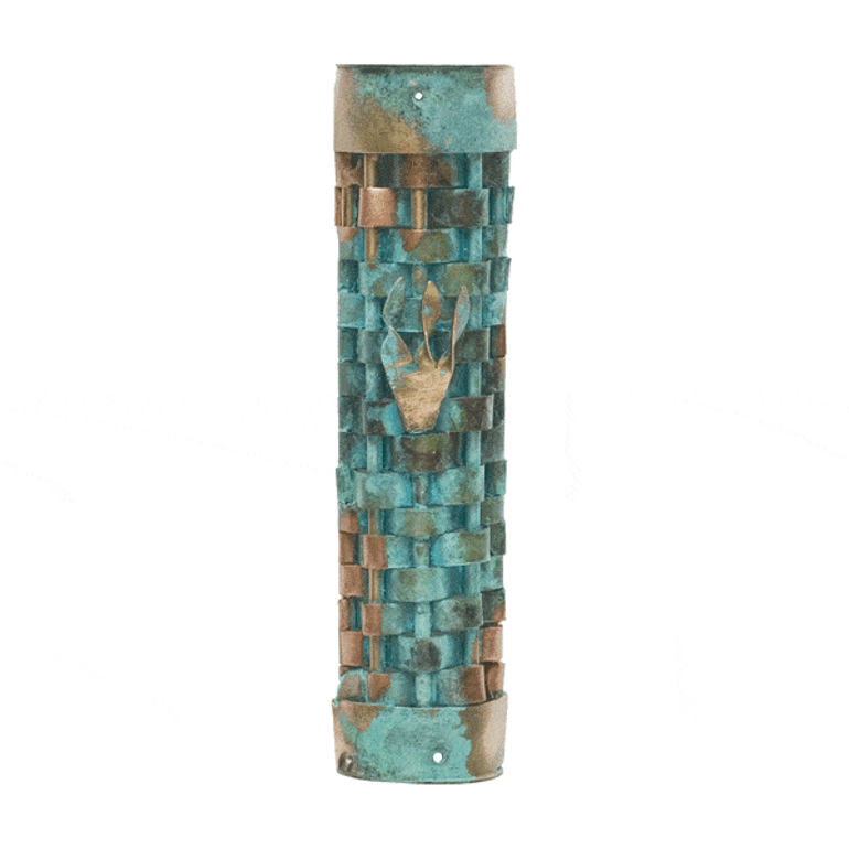 Woven Patina Mezuzah Case By Gary Rosenthal, Cases Size: 1 W X 4.5 H