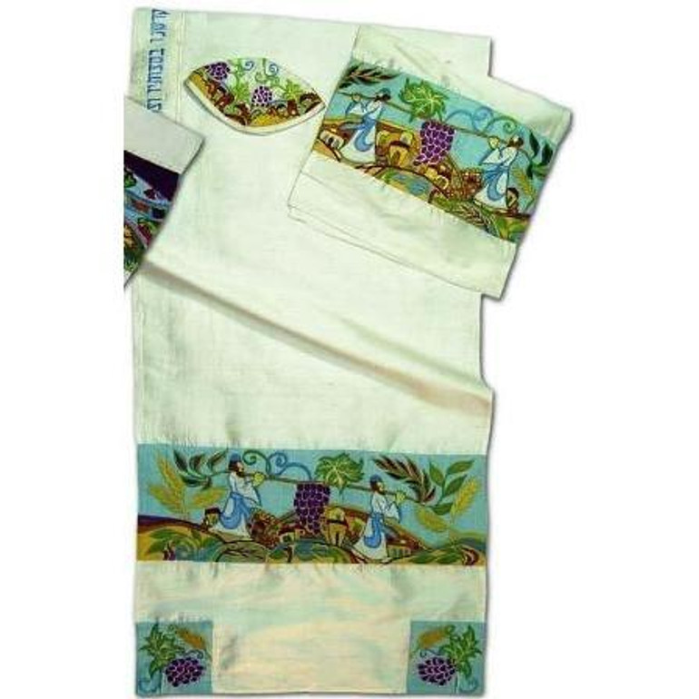 12 Spies 3 Pc Tallit Set In Wild Silk