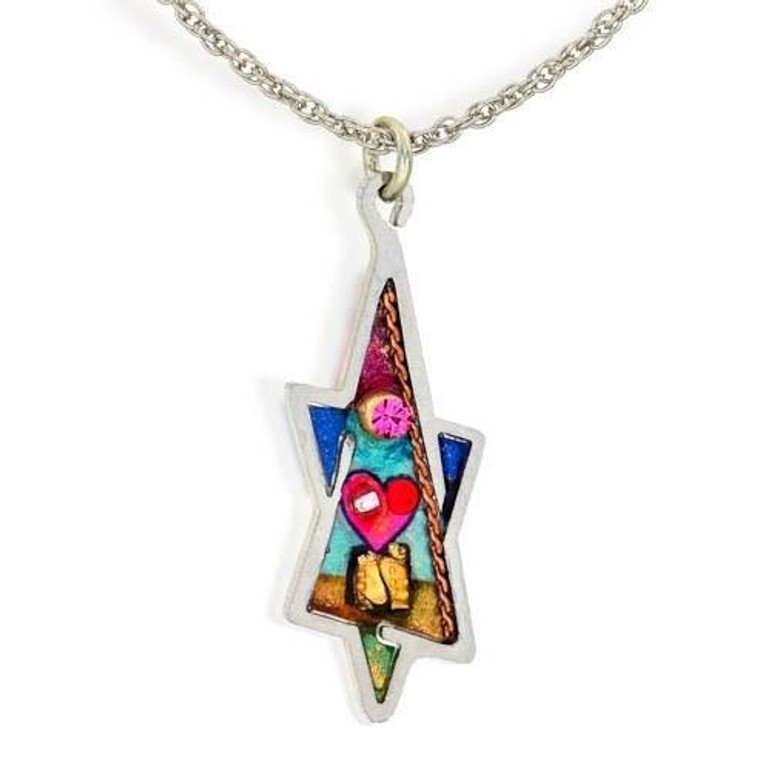 Colorful Heart+Star Of David Necklace.