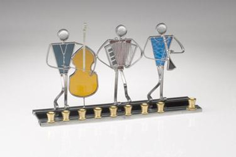 Stained Glass Designs - Klesmer Trio Hanukkah Menorah Stained Glass Designs - Klesmer Trio Hanukkah Menorah