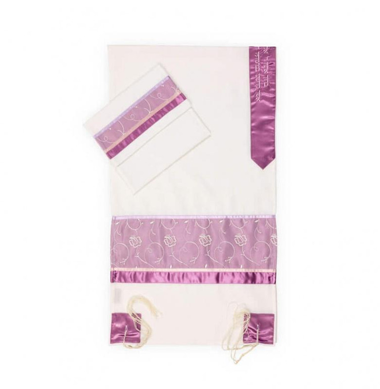 Tallit Set 3 Piece Pink Designer Pattern Tallit on Sale