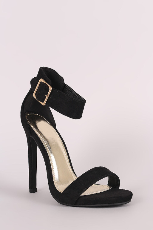 Suede Open Toe Ankle Strap Stiletto Heel Suede Open Toe Ankle Strap Stiletto Heel