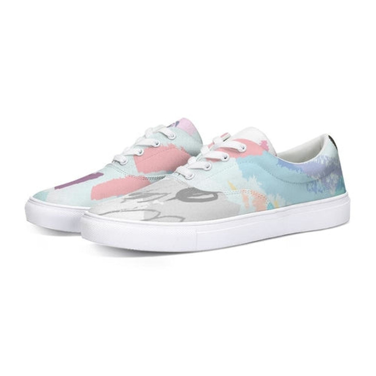 Abstract Doodle Lace Up Canvas Shoe