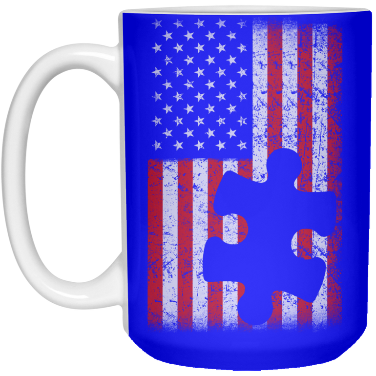 Autism - American Flag Puzzle Piece Coffee Mug