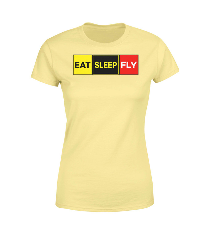 Eat Sleep Fly (Colourful) Designed Women T-Shirts