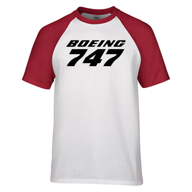 Boeing 747 & Text Designed Raglan T-Shirts