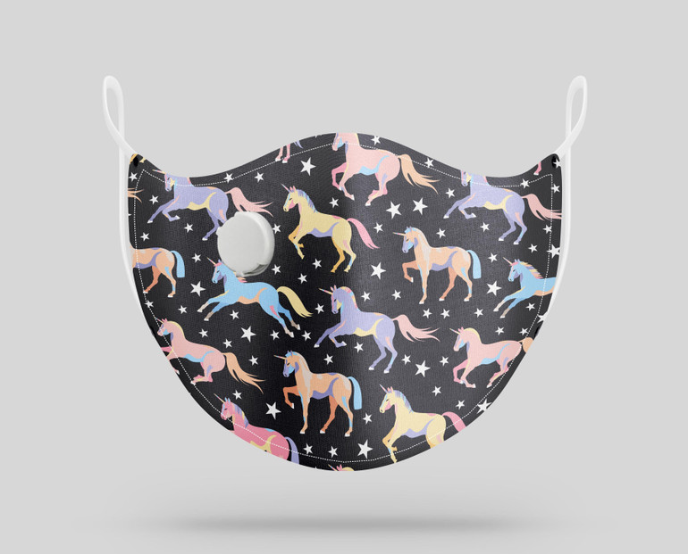Seamless Colourful Unicorns Designed Face Masks