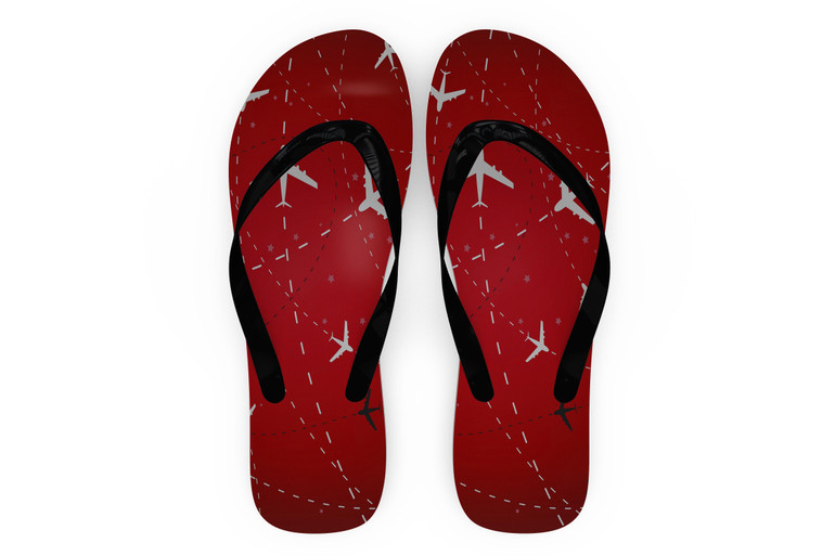 Travelling with Aircraft (Red) Designed Slippers (Flip Flops)