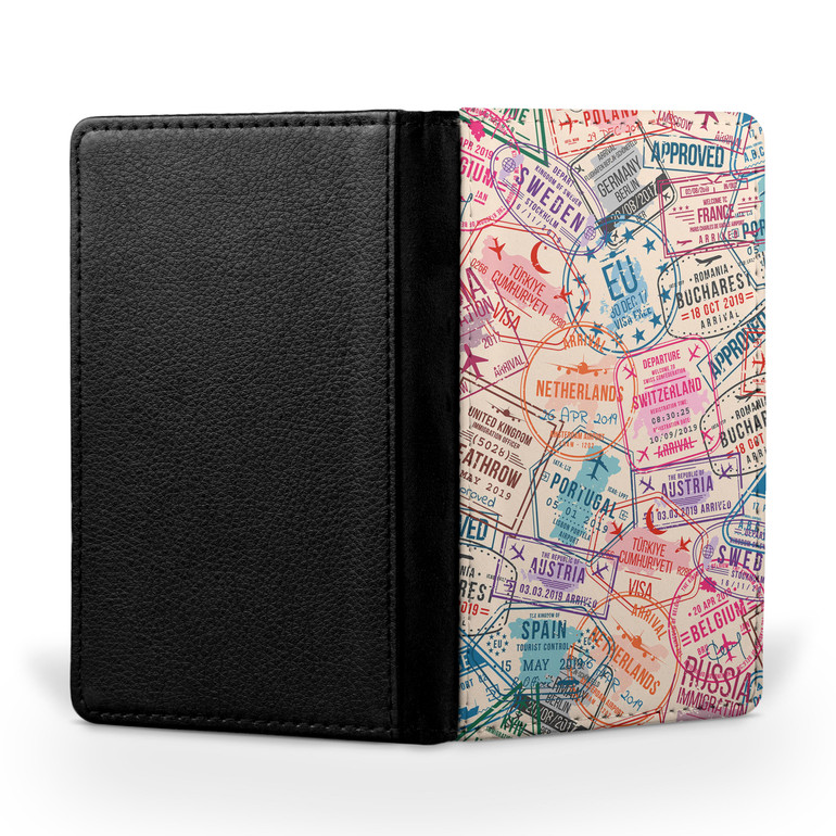 Passport Stamps Designed Passport & Travel Cases