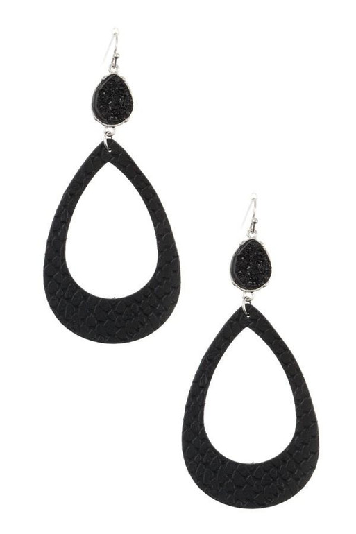Druzy stone teardrop cut out earring