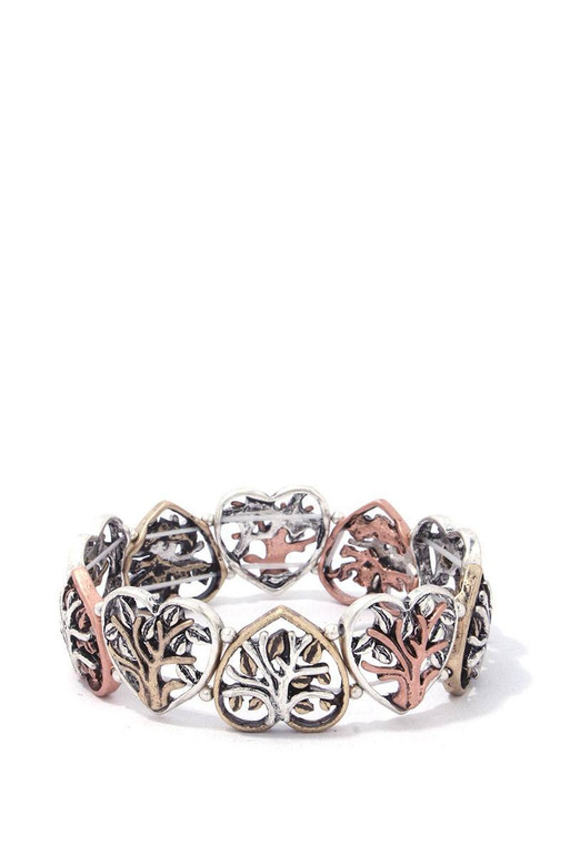 Patina Heart Shape Stretch Bracelet