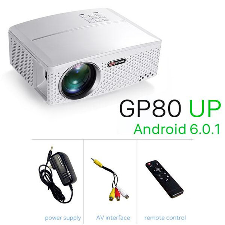 VIVIBRIGHT 1800 Lumens LED Projector GP80 / UP. (Optional Android 6.0.1, WIFI, Bluetooth Simple Beamer) for TV LED Home Theater
