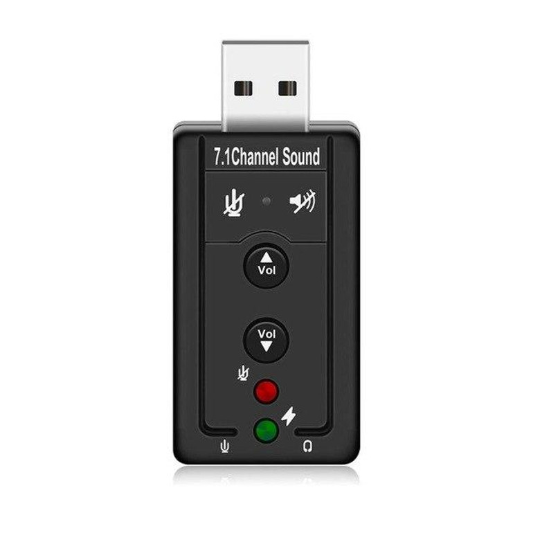 USB Hubs USB 2.0 External Sound Card 7.1CH Audio Mini Adapter Button Control 3.5mm Earphone MIC Interface Computer Components