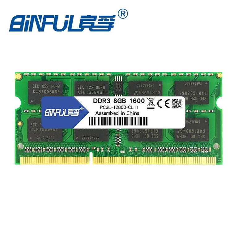 Binful Original New Brand DDR3L 8GB 1600MHz PC3-12800 1.35V low voltage CL11 SODIMM 204pin notebook Memory Ram For Laptop