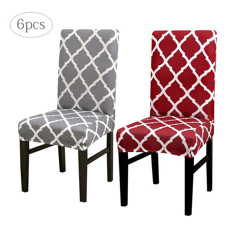 6PC Chair Cover Printed Stretch Anti-dirty Elastic Seat Cover Used For Wedding Party Home Kitchen Dining Room Office Living Room