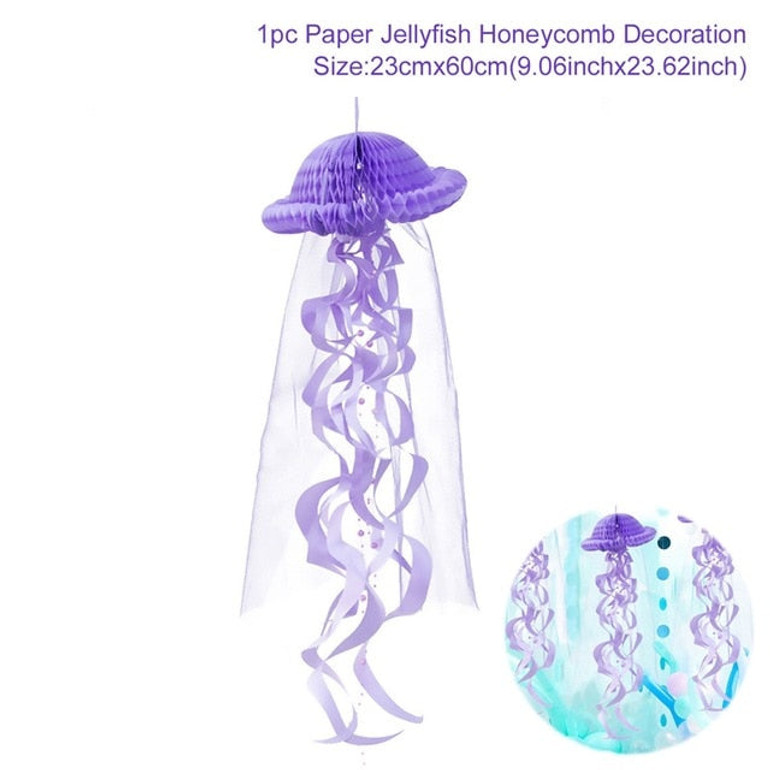 FENGRISE Honeycomb Jellyfish Happy Birthday Party Decor Kids Under The Sea Mermaid Party Decor Baby Shower Girl Boy Party Favor FENGRISE Honeycomb Jellyfish Happy Birthday Party Decor Kids Under The Sea Mermaid Party Decor Baby Shower Girl Boy Party Favor
