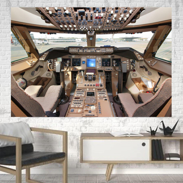 Boeing 747 Cockpit Printed Canvas Posters (1 Piece)