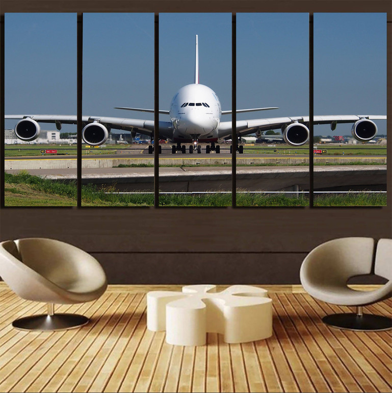Face to Face with Airbus A380 Printed Canvas Prints (5 Pieces)
