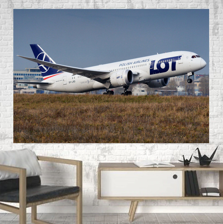 LOT Polish Airlines Boeing 787 Printed Canvas Posters (1 Piece)