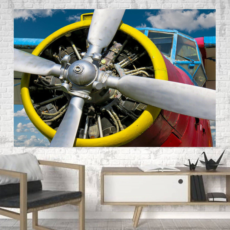 Double-Decker Airplane's Propeller Printed Canvas Posters (1 Piece)