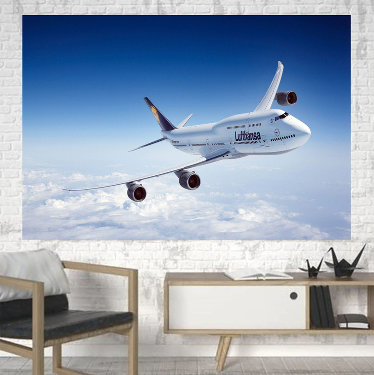 Cruising Lufthansa's Boeing 747 Printed Printed Canvas Posters (1 Piece)