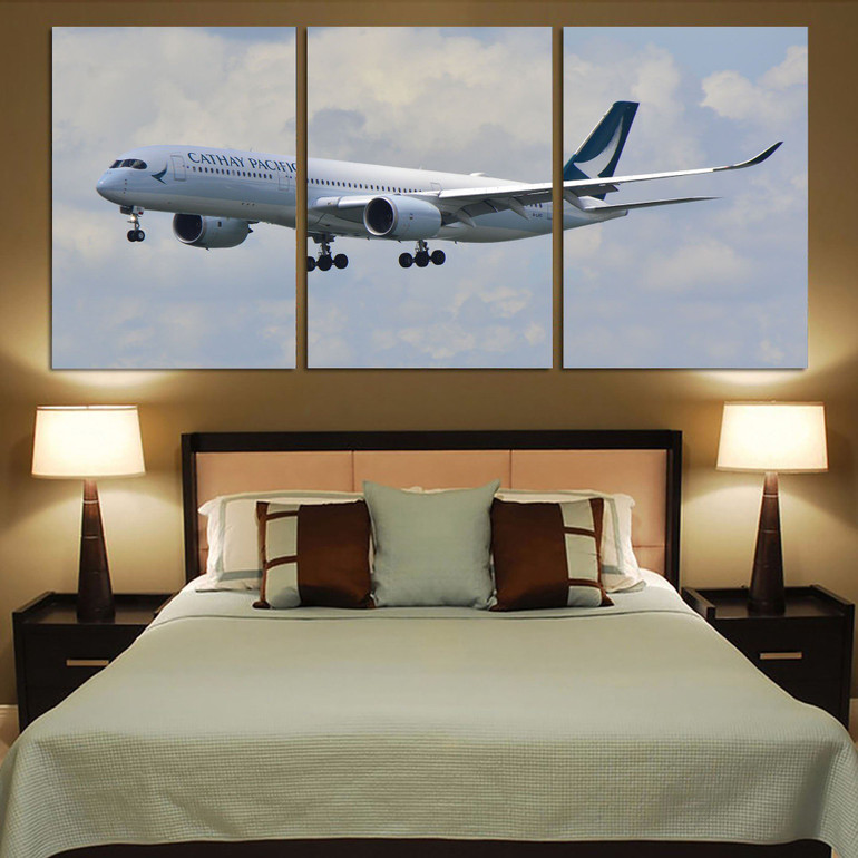 Cathay Pacific Airbus A350 Printed Canvas Posters (3 Pieces)