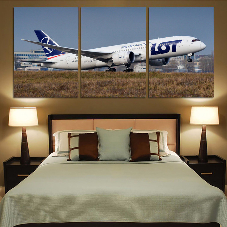 LOT Polish Airlines Boeing 787 Printed Canvas Posters (3 Pieces)