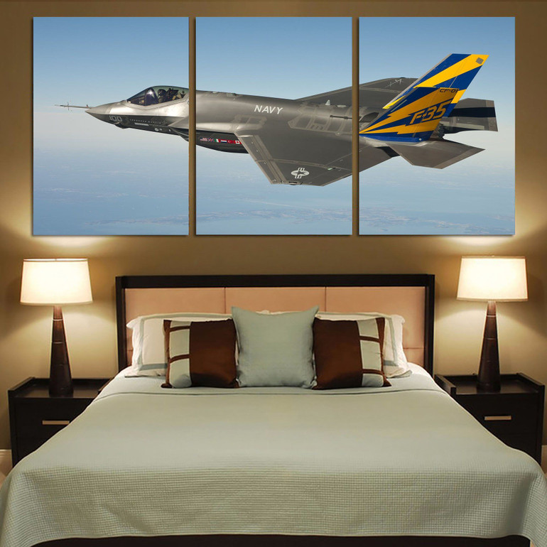 Cruising Fighting Falcon F35 Printed Canvas Posters (3 Pieces)