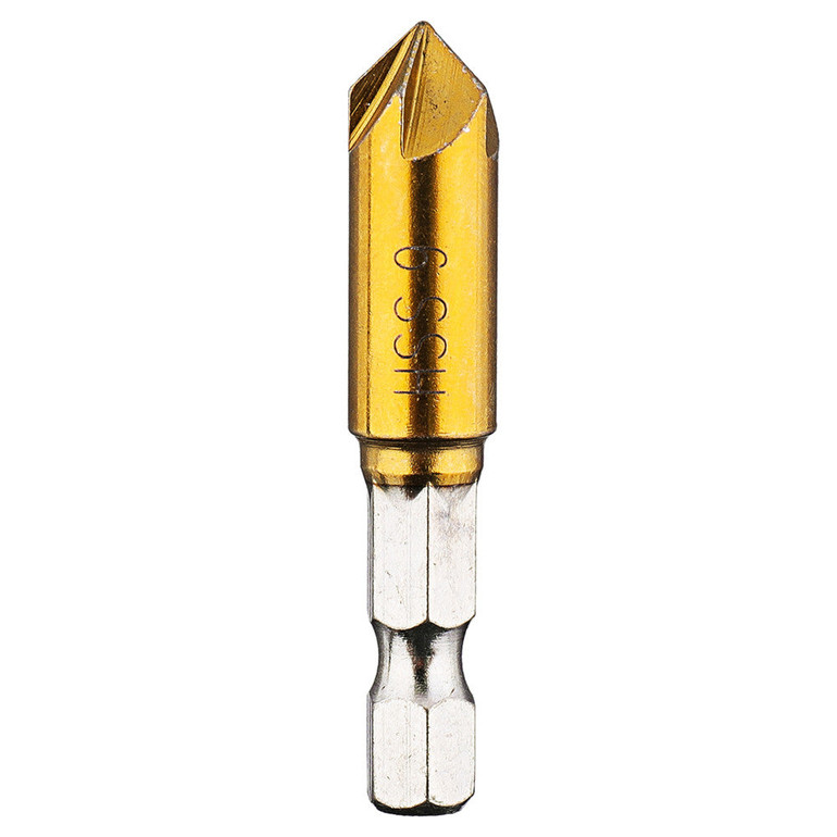 6pcs 6mm-19mm 5 Flute Countersink Drill Bit Set 90° Counter Sink Chamfer Cutter 1/4 Inch Hex Shank