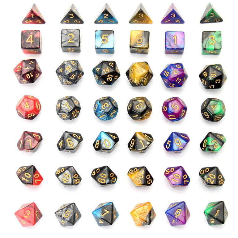ECUBEE 42 Pcs Polyhedral Dice Double-Color For Role Pliaying Game Dice Set With Bag