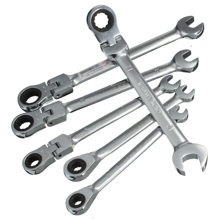 DANIU Flexible Pivoting Head Ratchet Combination Spanner Wrench Garage Metric Tool 6mm 7mm 8mm 10mm 11mm 12mm