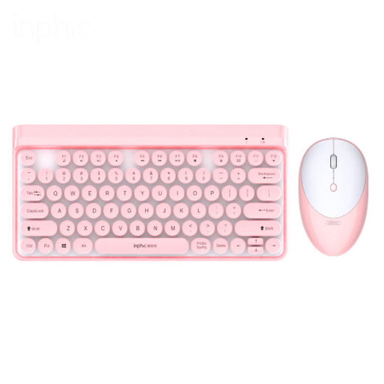 INPHIC V798 Wireless Keyboard Mouse Set Charge Keyboard Mouse Set Silent Punk Retro Style Keyboard For Office