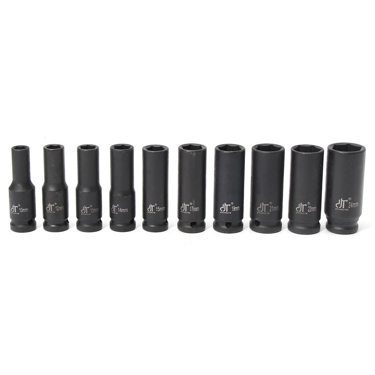10pcs 1/2 inch Drive Deep Impact Metric Socket Set 10-24mm Air Garage Socket Wrench Tool